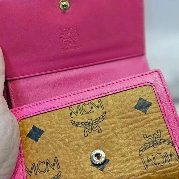 MCM Pink and Purple Leather Wallet with Gold Accents - Picture 8 of 13